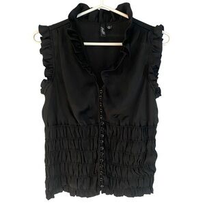 ESSENTIALS BY MILANO Black Button Down Tank